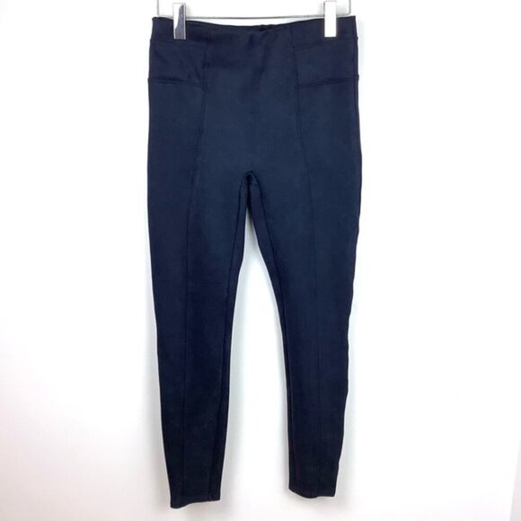 SPANX FAUX SUEDE NAVY LEGGINGS L - Picture 4 of 12